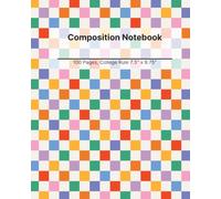 Composition Notebook, College Ruled, 100 Sheets, 7.5" x 9.75", Colorful Checkerboard, Cute, Fun
