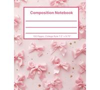 Composition Notebook, College Ruled, 100 Sheets, 7.5" x 9.75", Pink Ribbons, Cute, Fun