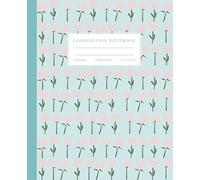Composition Notebook: College Ruled | 110 Pages | Aqua Notebook with Cute Pastel Pink Flower Design for School, Notes & Journaling