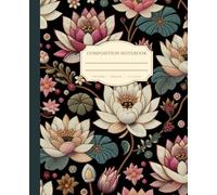 Composition Notebook College Ruled: 3D Embroidery Sequin Pattern | Lotus Illustration | Floral Aesthetic Journal | 7.5 x 9.25 inches