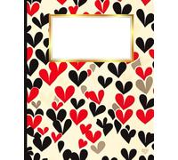 Composition Notebook College Ruled 7.5x9.25" 100 Pages 50 Sheets - Black and Red Hearts Lined Journal