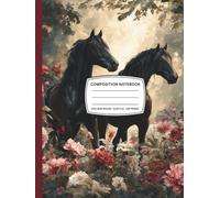 Composition Notebook College Ruled 8.25 X 11: Hardcover. Cute Horse Aesthetic Journal With Pink Flowers And Floral Botanical Illustration. Great Gift For Animal Lovers