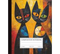 Composition Notebook College Ruled: Abstract Black Cats Modern Art | 7.5x9.25 in | 110 Pages | Colorful Geometric Design Journal for School, College & Work