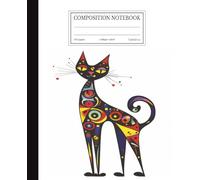 Composition Notebook College Ruled: Abstract Cat Geometric Art Design **| 7.5x9.25 in | 110 Pages | Wide Ruled Journal: Modern Geometric Cat ... for School, College, Work & Creative Writing