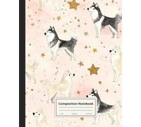 Composition Notebook College Ruled: Alaskan Malamute Illustration | Cute Dog Breed Journal For School, College, Office, Work | Wide Lined