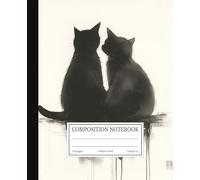 Composition Notebook College Ruled: Black Cats Watercolor Art | 7.5x9.25 in | 110 Pages | Minimalist Ink Wash Design Journal for School, College & Work
