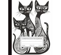 Composition Notebook College Ruled: Black & White Zentangle Cats | 7.5x9.25 in | 110 Pages | Tribal Pattern Art Journal for School, College & Work