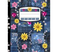 Composition Notebook College Ruled: Boho Country Western Aesthetic Patchwork Denim and Flowers Journal for School or Work
