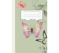 Composition Notebook College Ruled: Butterfly Pink-Rosa Vintage Botanical Illustration | Cute Aesthetic Journal For Girls, Teens, Women | Lovely Flower Print | Wide Lined