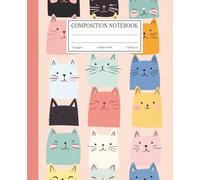 Composition Notebook College Ruled: Colorful Kawaii Cats Grid Pattern | 7.5x9.25 in | 110 Pages | Cute Pastel Cats Design Journal for School, College & Work
