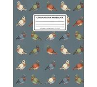 Composition Notebook College Ruled: Colorful Pigeon Pattern in Gray Azure: Cute City Bird Aesthetic Journal for School, Writing & Notes