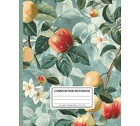 Composition Notebook College Ruled: Cottagecore Apple Garden on Blue Background: Elegant Aesthetic Journal for School, Office, and Writing Projects | Glossy Cover for Nature-Inspired Style