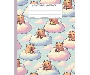 Composition Notebook College Ruled: Cute Cartoon Capybara Chill Vibes Cloud | Fun Animal Lover Kawaii Journal for School, College, Work & Everyday Writing (110 Pages, 7.5x9.25 in)