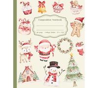 Composition Notebook College Ruled: Cute Christmas Watercolor Santa, Reindeer & Holiday Elements: 110 Pages | 7.5 x 9.25" | Festive Notebook for School, Writing & Holiday Gifts