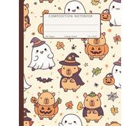 Composition Notebook College Ruled: Cute Kawaii Capybara Halloween with Ghosts, Pumpkins & Autumn Leaves | Fun Spooky Animal Lover Cartoon Journal ... & Everyday Writing (110 Pages, 7.5x9.25 in)