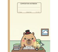 Composition Notebook College Ruled: Cute Kawaii Capybara with Hat & Glasses Studying | Fun Animal Lover Cartoon Journal for School, College, Work & Everyday Writing (110 Pages, 7.5x9.25 in)