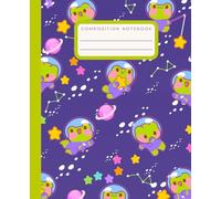 Composition Notebook College Ruled: Cute Kawaii Frogs in Space & Rainbow Stars Aesthetic Journal