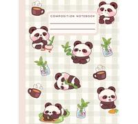 Composition Notebook College Ruled: Cute Kawaii Panda, Bamboo & Coffee Aesthetic Journal