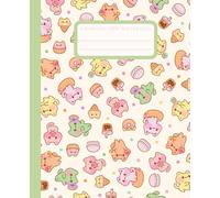 Composition Notebook College Ruled: Cute Kawaii Rainbow Donut Boba Cat Aesthetic Journal for Kids & Teens