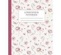 Composition Notebook College Ruled: Dusty Pink Rose, Ribbon Heart & Moth Aesthetic Journal for School, College & Work