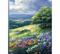 Composition Notebook College Ruled: Flowers Among Rolling Hills Watercolor Illustration| 7.5” x 9.25” Floral Botanical Aesthetic Journal with 120 ... College, Work and Home | Landscape Collection