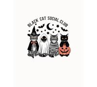 Composition Notebook College Ruled: Funny Halloween Characters "Black cat social club" | Spooky Cute Aesthetic Journal For Kids, Teens, Adults | Lined Paperback