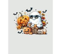 Composition Notebook College Ruled: Funny Halloween Characters "Ghost with a coffee" | Spooky Cute Aesthetic Journal For Kids, Teens, Adults | Lined Paperback