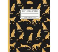 Composition Notebook College Ruled: Golden Cheetah Pattern on Black: Elegant Wild Cat Journal for School, Writing & Everyday Notes
