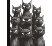 Composition Notebook College Ruled: Grumpy Black Cats Gang | 7.5x9.25 in | 110 Pages | Funny Gothic Art Design Journal for School, College & Work