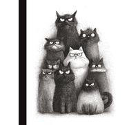 Composition Notebook College Ruled: Grumpy Cats Gang Ink Illustration | Funny Black and White Cat Art Journal for School, College & Work | 7.5x9.25 in | 110 Pages | College Ruled Lines