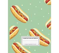 Composition Notebook College Ruled: Hot Dogs & Polka Dots on Green: Retro Aesthetic Notebook for Students, Work, or Creative Writing | Glossy Cover with Food Pattern