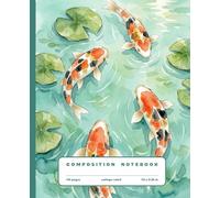 Composition Notebook College Ruled: Koi Fish Print Notebook for Girls, Women & Teens | Cute Lined Journal for School, College, University, Work | Fun ... Vibe | Playful Fish Themed Gift for Students