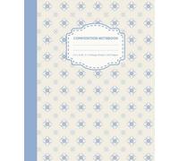 Composition Notebook: College Ruled Lined Notebook with 7.5 x 9.25 Pastel Muted Blue Vintage Floral Matte Cover, Aesthetic School Stationery for Class Notes and Writing