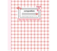 Composition Notebook | College Ruled | Lined notes | Pink Coquette Plaid Gingham Pattern | For students | Back To School Essential and Gift Idea: Cute ... Ribbons College Ruled notebook for students