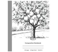 Composition Notebook, College Ruled Paper, Paperback 110 Pages Notebook, 7.5 x 9.25 Inches: Apple Tree Notebook - Black & White Elegance with Natural Charm