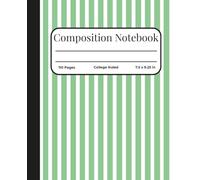 Composition Notebook College Ruled: Pastel Green Stripe Composition Book