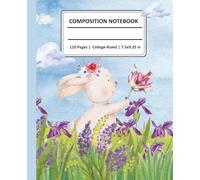 Composition Notebook College Ruled : Rabbit Vintage Botanical Illustration | Cute Aesthetic Writing Journal for School, College, Office Work | Wide Lined