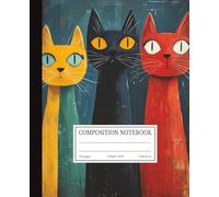 Composition Notebook College Ruled: Retro Cats Folk Art | 7.5x9.25 in | 110 Pages | Vintage Colorful Design Journal for School, College & Work