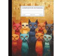 Composition Notebook College Ruled: Stained Glass Cats Mosaic Art | 7.5x9.25 in | 110 Pages | Colorful Geometric Design Journal for School, College & Work