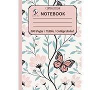 Composition Notebook College Ruled: Vintage Abstract Butterfly Wings Seamless Pattern Journal for Girls Women