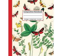 Composition Notebook College Ruled: Vintage Butterfly and Caterpillar Botanical Illustration | Aesthetic Journal For School, College, Office & Work