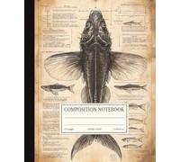 Composition Notebook College Ruled: Vintage Fish Anatomy Illustration | 7.5x9.25 in | 110 Pages | Scientific Marine Biology Design Journal for School, College & Work