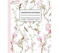 Composition Notebook College Ruled : Vintage Pink Flowers Botanical IIustration | Cottagecore Aesthetic Journal for College, School Office & Work