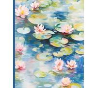 Composition Notebook College Ruled: Water Lilies on a Pond Impressionist Illustration | 7.5" x 9.25” Vintage French Water Garden Aesthetic Journal with 120 Pages | The Masters Collection