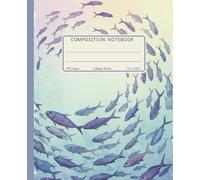 Composition Notebook College Ruled: Watercolor School of Fish Swirl | Purple-Pastel Swirl Elegant Ocean Lover Aesthetic Journal for School, College, Work & Everyday Writing