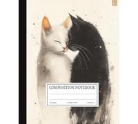 Composition Notebook College Ruled: Watercolor Yin Yang Cats Art | 7.5x9.25 in | 110 Pages | Asian Inspired Design Journal for School, College & Work