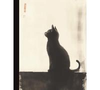 Composition Notebook College Ruled: Zen Cat Silhouette Ink Art | 7.5x9.25 in | 110 Pages | Minimalist Asian Design Journal for School, College & Work