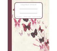 Composition Notebook College Rules: Watercolor Rose Purple Butterflies/ Journal for College, School, Office and Work for Women/ 120 pages/ 7.5 x 9.25 inches