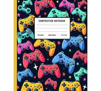 Composition Notebook: Colorful Video Game Controllers | Wide Ruled Lined Paper Journal for Kids, Teens, and Adults | 110 Pages | 7.5" x 9.25"