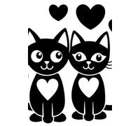 Composition Notebook: Cute Cats in Love - Black and White Hearts Aesthetic Journal